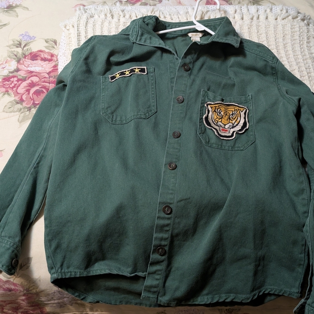 Forever 21 Military Green Jacket with patches